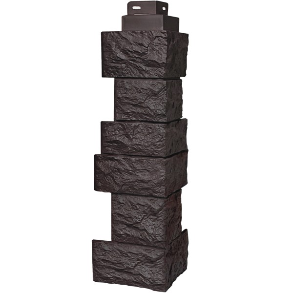 Цокольный сайдинг FineBer – Серия “Дикий камень”, Угол наружный, Коричневый купить в Находке