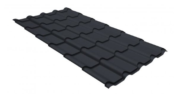 Металлочерепица камея GL 0,5 GreenCoat Pural RR 23 темно-серый (RAL 7024 мокрый асфальт) купить в Находке