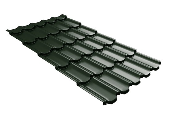 Металлочерепица квинта плюс с 3D резом 0,5 GreenСoat Pural Matt RR 11 темно-зеленый (RAL 6020 хромовая зелень) купить в Находке