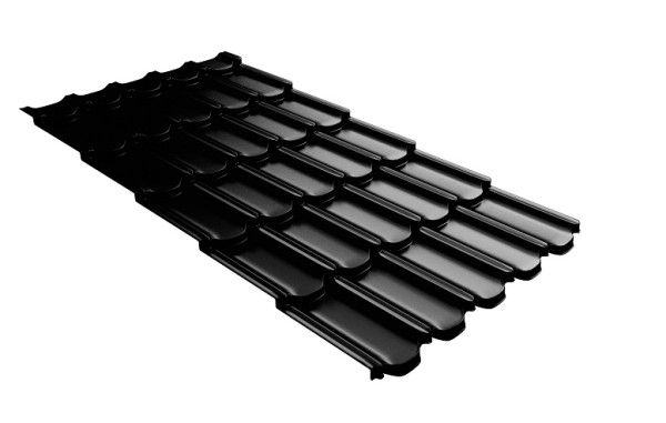 Металлочерепица квинта плюс с 3D резом 0,5 GreenСoat Pural Matt RR 33 черный (RAL 9005 черный) купить в Находке