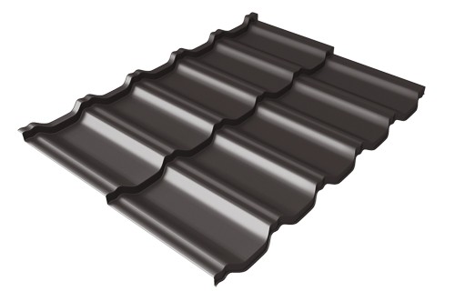 Металлочерепица модульная Квинта Uno Grand Line c 3D резом 0,5 Satin RR 32 темно-коричневый купить в Находке