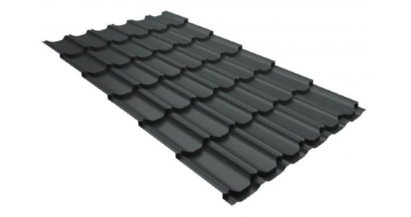 Металлочерепица квинта плюс 0,5 GreenCoat Pural RR 23 темно-серый (RAL 7024 мокрый асфальт) купить в Находке